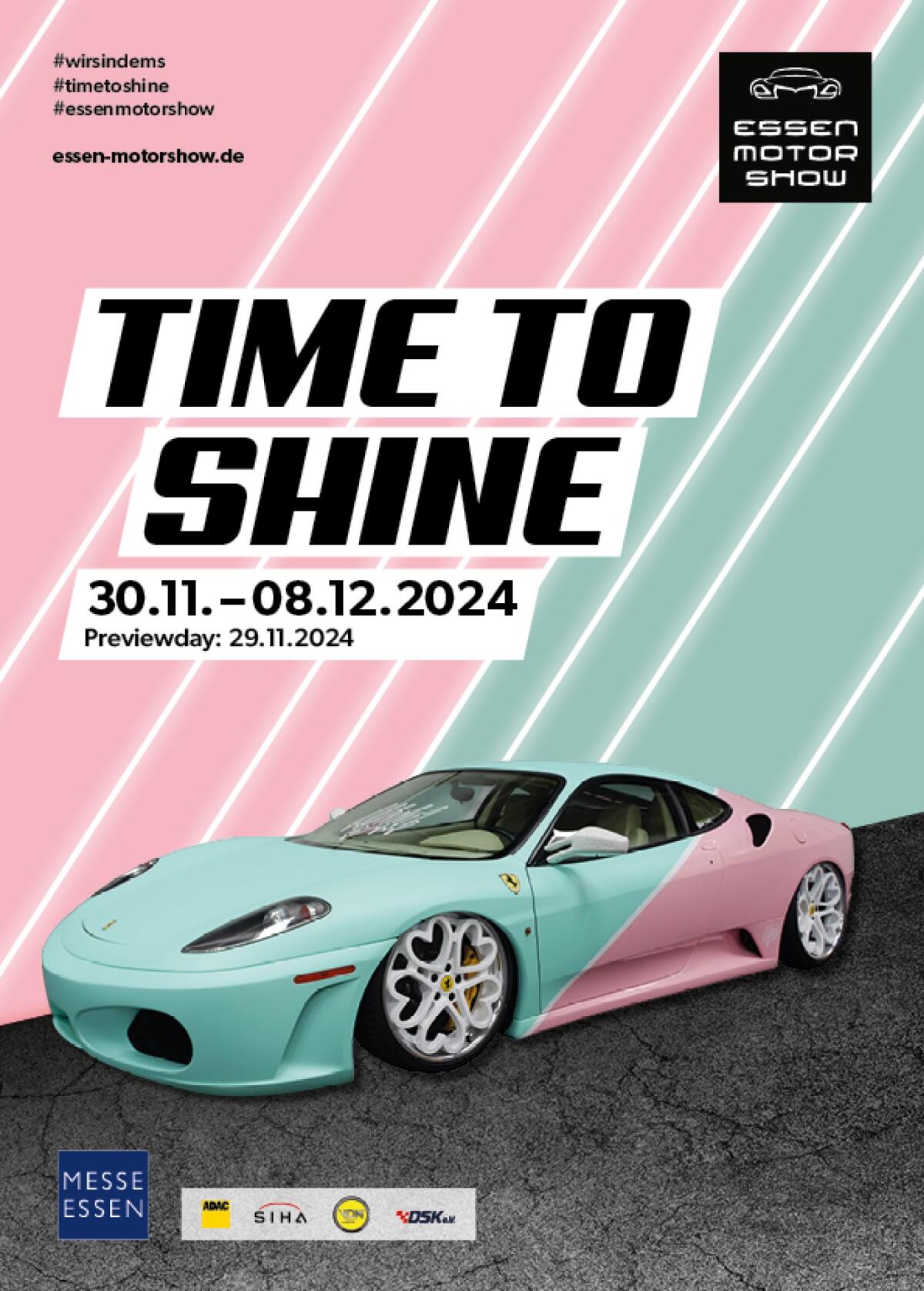 Essen Motor Show advertises with heart and trendy colors